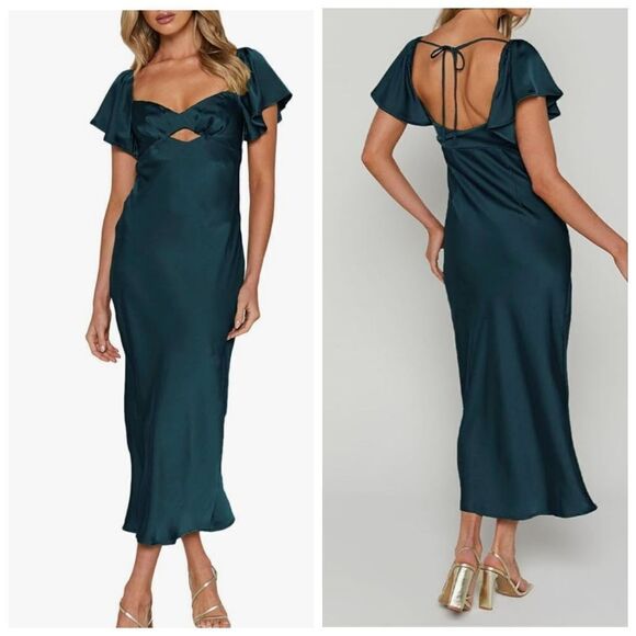 Satin Midi Dress Small - Picture 1 of 5